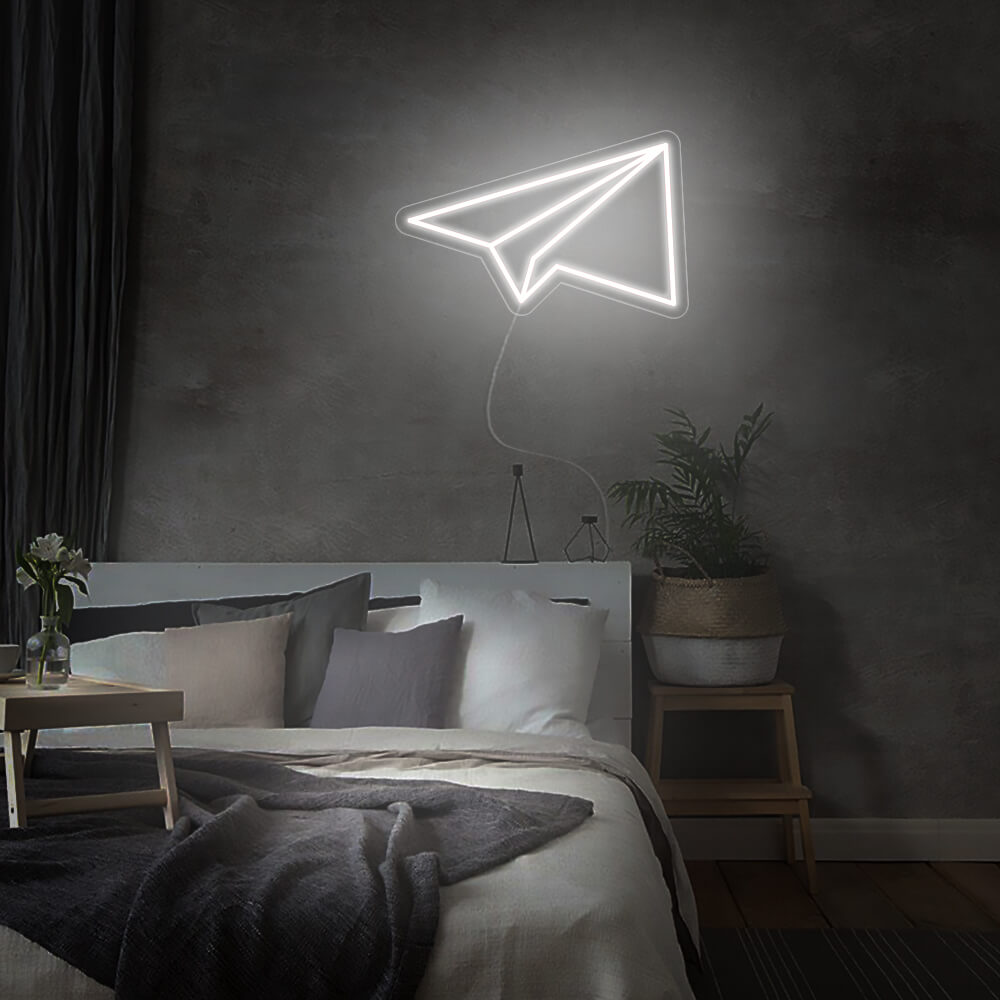 Mini Paper Plane LED Neon Sign in Orange