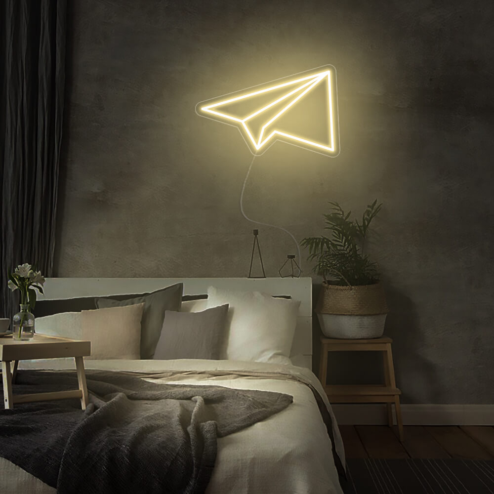 Mini Paper Plane LED Neon Sign in Purple