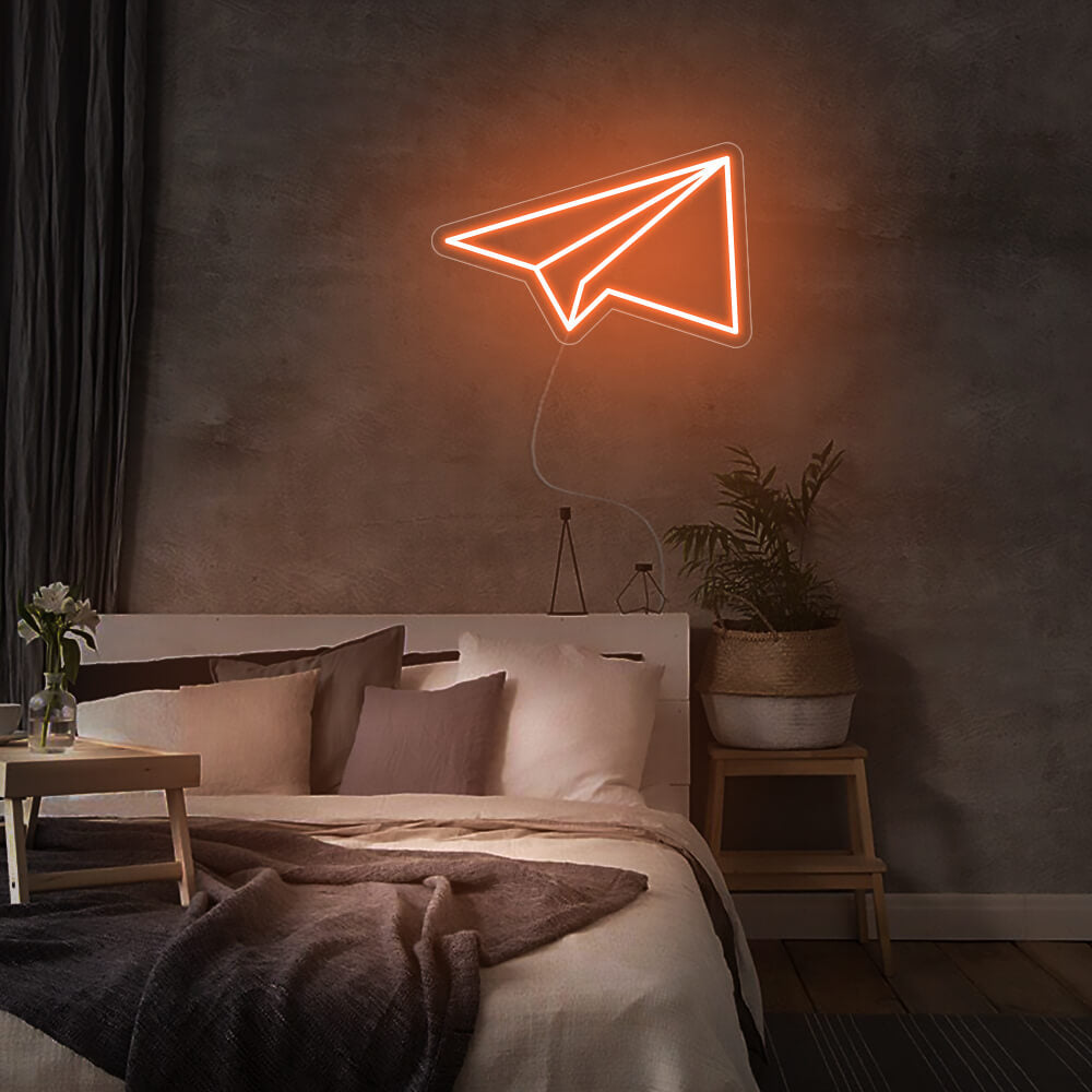 Mini Paper Plane LED Neon Sign in Green