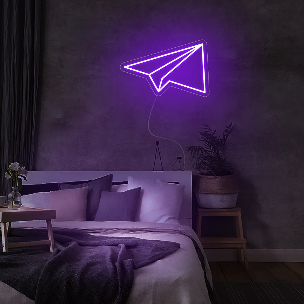 Mini Paper Plane LED Neon Sign in Ice Blue