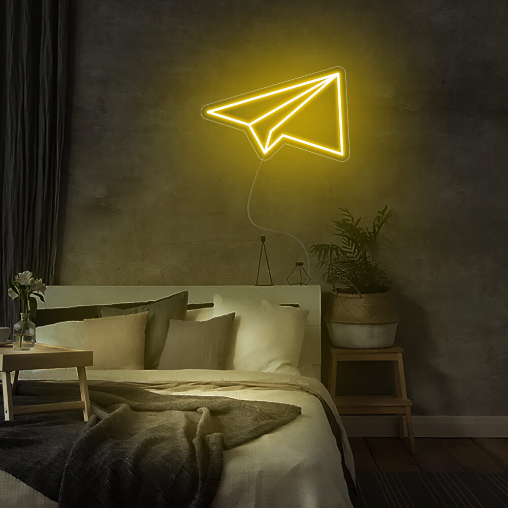 Mini Paper Plane LED Neon Sign in Blue