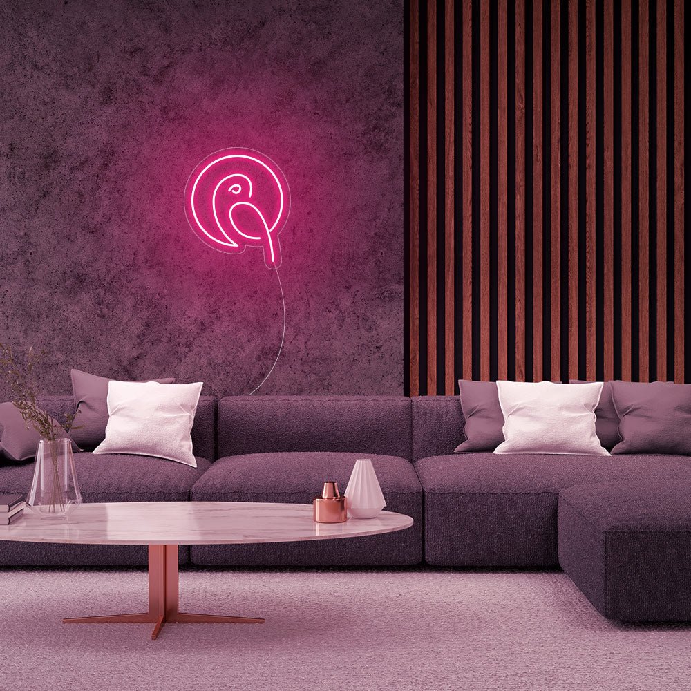 Mini Parrot LED Neon Sign in Hot Pink