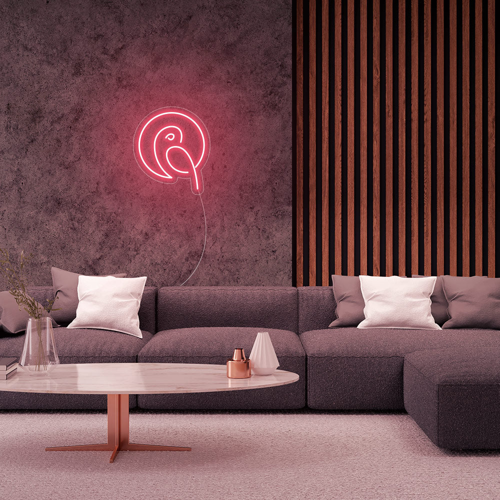 Mini Parrot LED Neon Sign in Light Pink