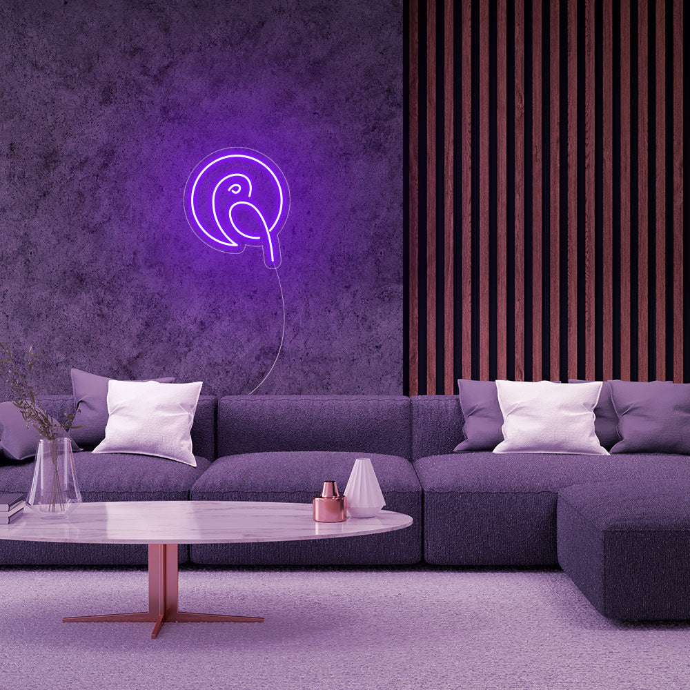 Mini Parrot LED Neon Sign in Purple
