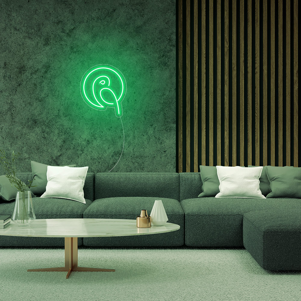Mini Parrot LED Neon Sign in Green