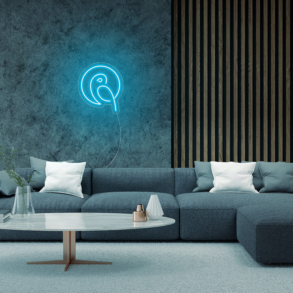 Mini Parrot LED Neon Sign in Ice Blue