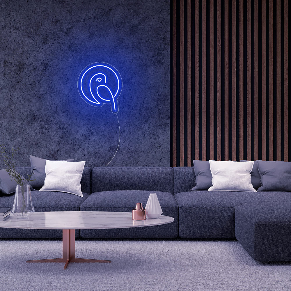 Mini Parrot LED Neon Sign in Blue