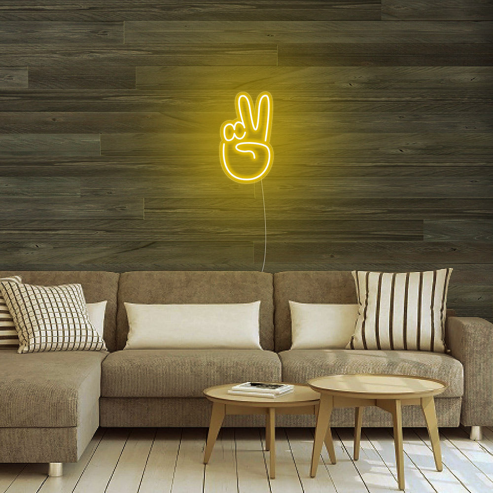 Mini Peace Sign Hand LED Neon Sign