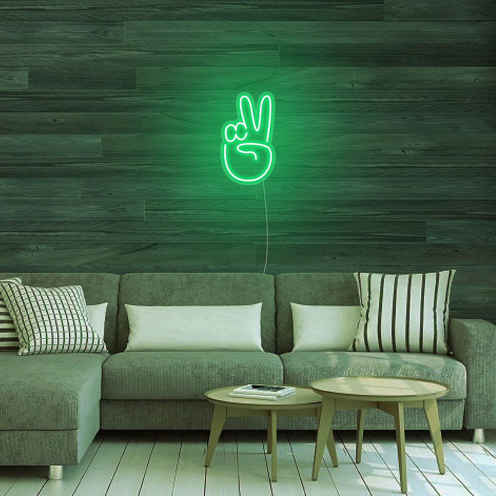 Mini Peace Sign Hand LED Neon Sign