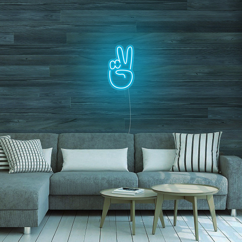 Mini Peace Sign Hand LED Neon Sign