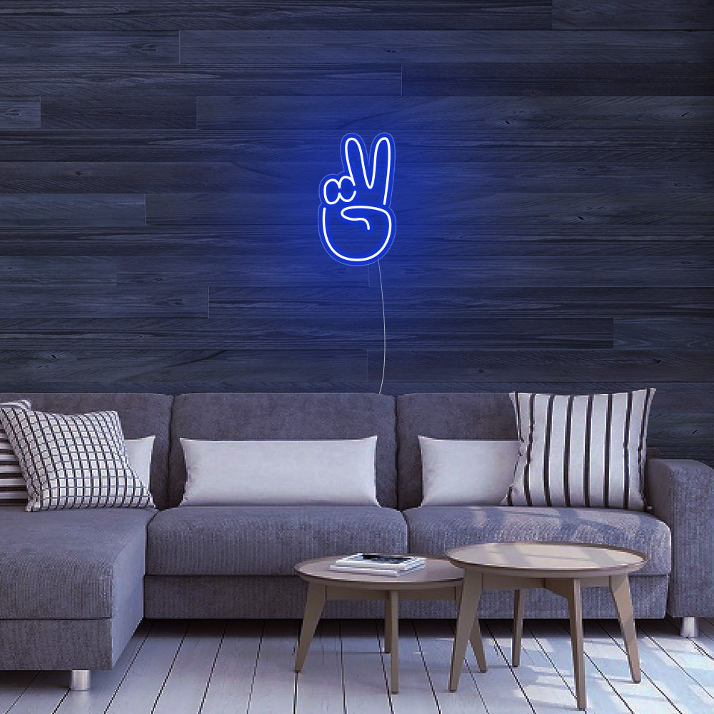 Mini Peace Sign Hand LED Neon Sign