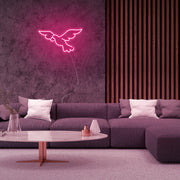 Mini Pigeon Bird LED Neon Sign in Hot Pink