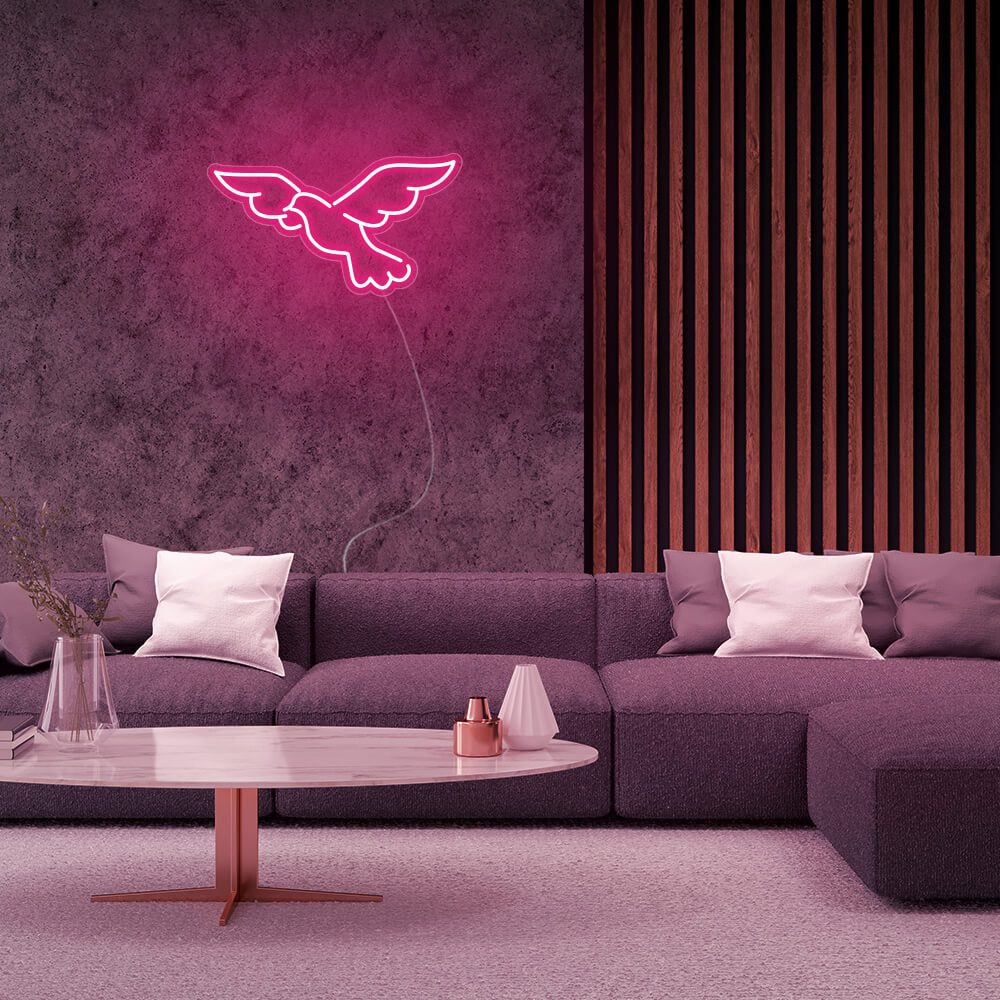 Mini Pigeon Bird LED Neon Sign in Hot Pink