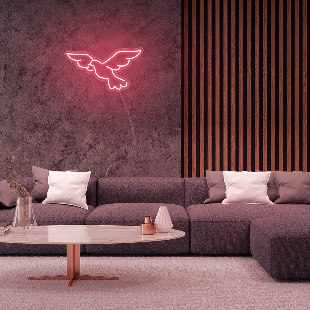Mini Pigeon Bird LED Neon Sign in Light Pink