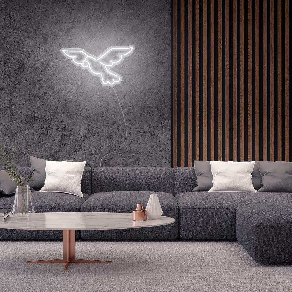 Mini Pigeon Bird LED Neon Sign in Cool White