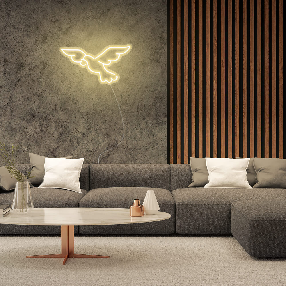 Mini Pigeon Bird LED Neon Sign in Warm White