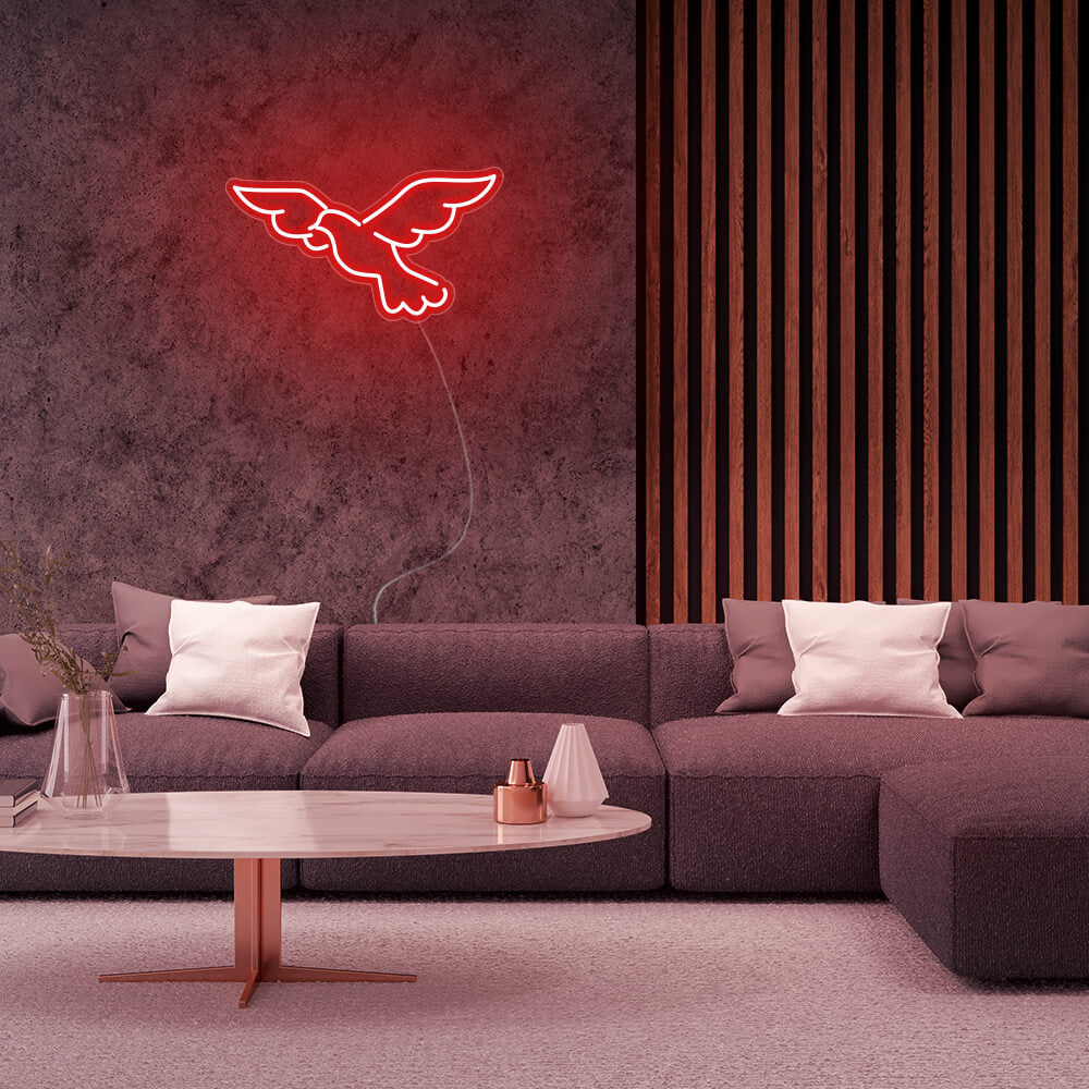 Mini Pigeon Bird LED Neon Sign in Red