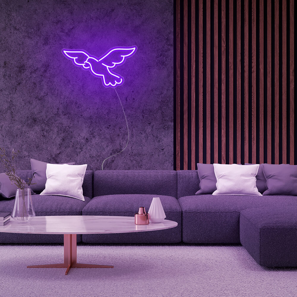 Mini Pigeon Bird LED Neon Sign in Purple