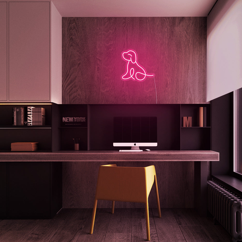 Mini Puppy LED Neon Sign in Hot Pink