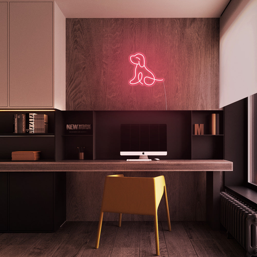Mini Puppy LED Neon Sign in Light Pink
