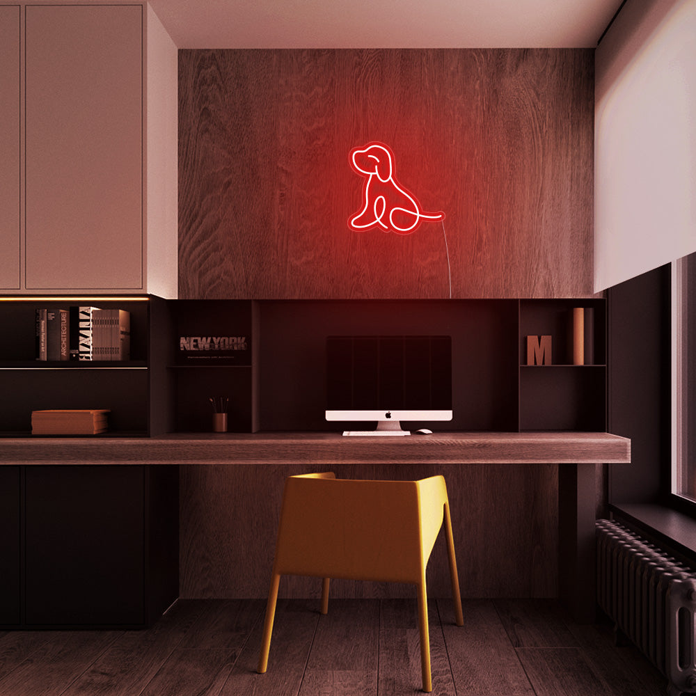 Mini Puppy LED Neon Sign in Red