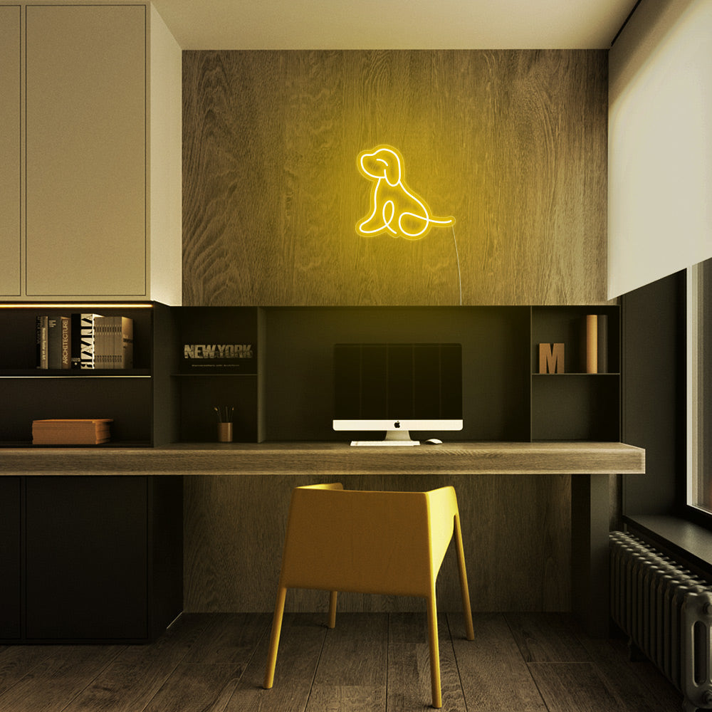 Mini Puppy LED Neon Sign in Yellow