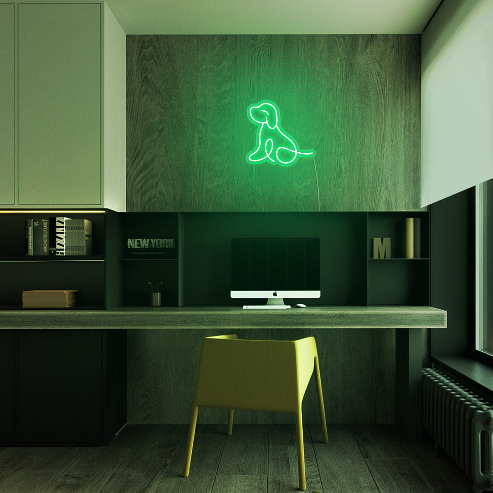 Mini Puppy LED Neon Sign in Green