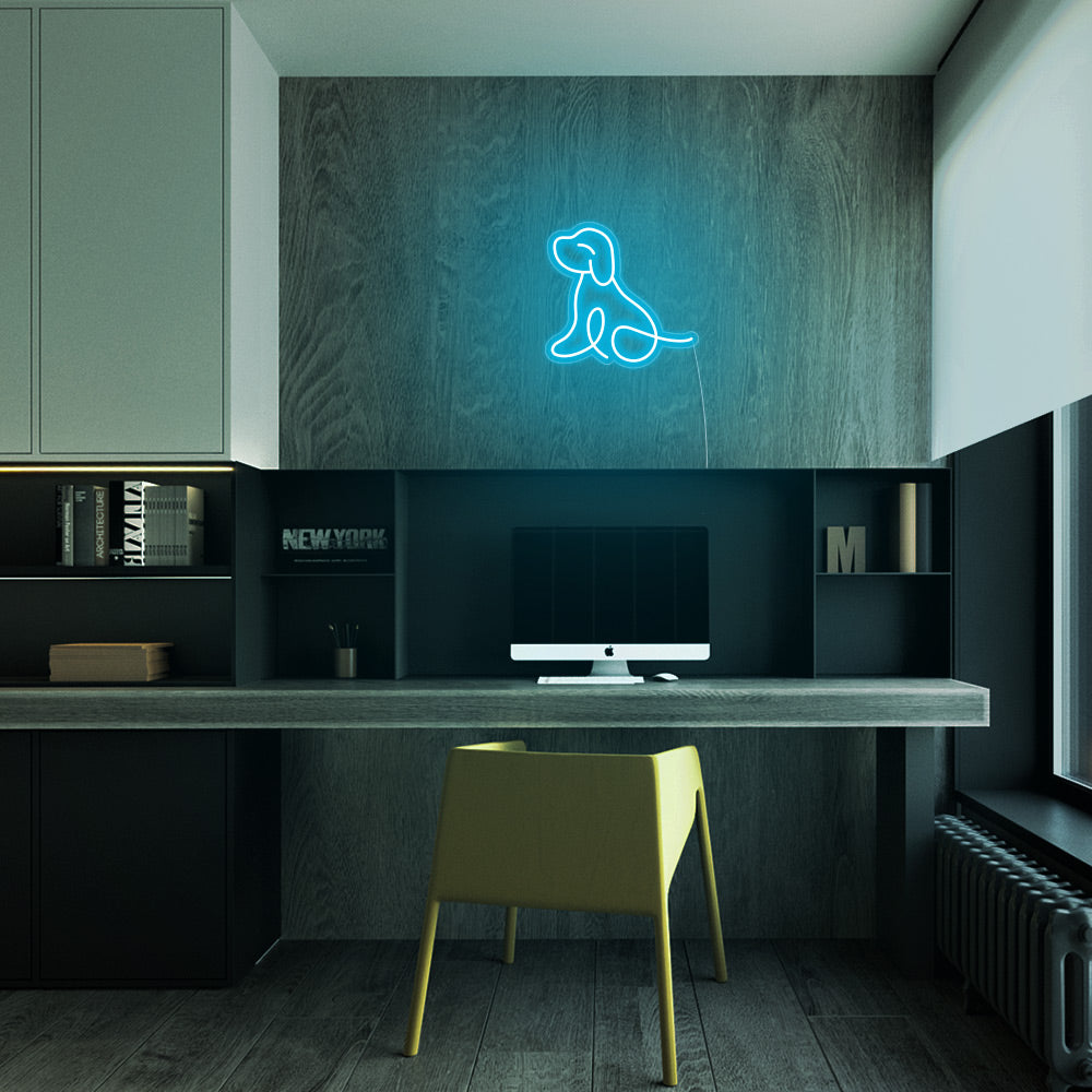 Mini Puppy LED Neon Sign in Ice Blue