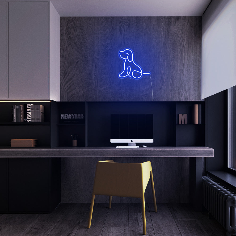 Mini Puppy LED Neon Sign in Blue