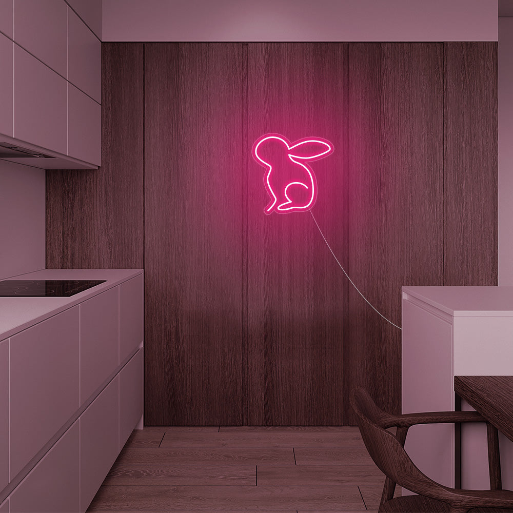 Mini Rabbit LED Neon Sign in Hot Pink