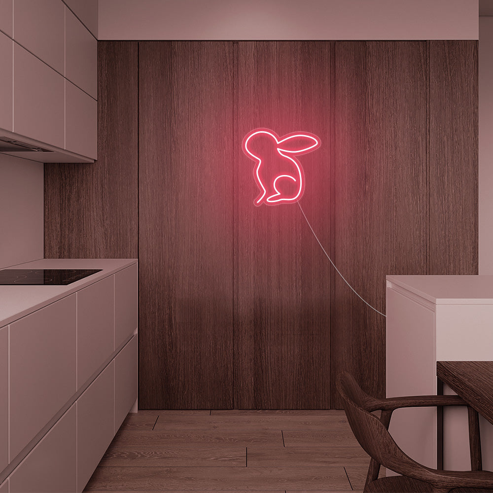 Mini Rabbit LED Neon Sign in Light Pink