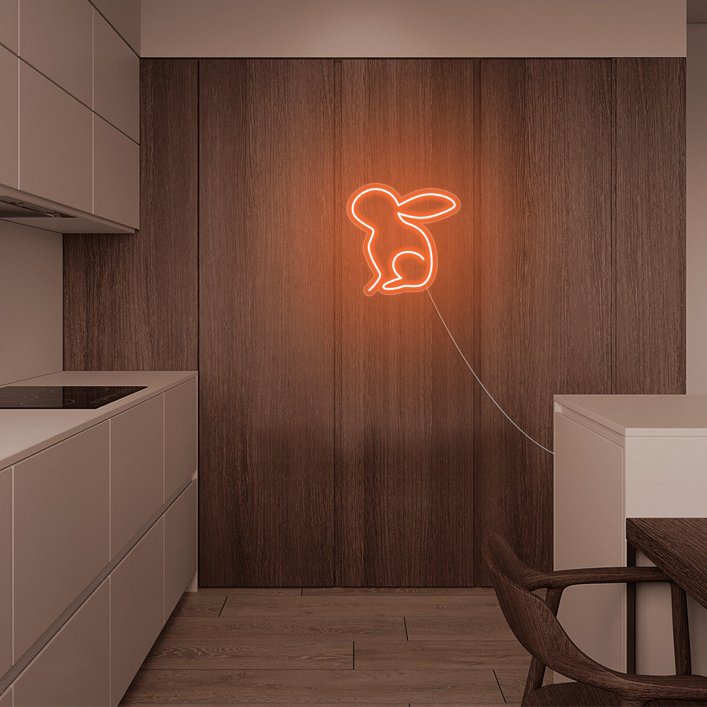 Mini Rabbit LED Neon Sign in Orange