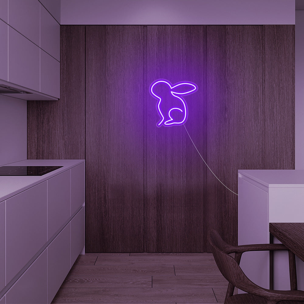 Mini Rabbit LED Neon Sign in Purple