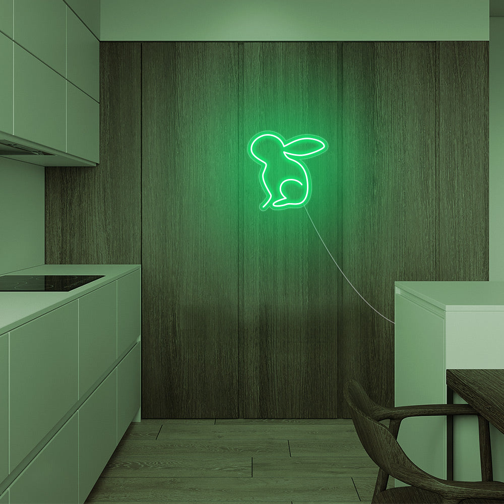 Mini Rabbit LED Neon Sign in Green