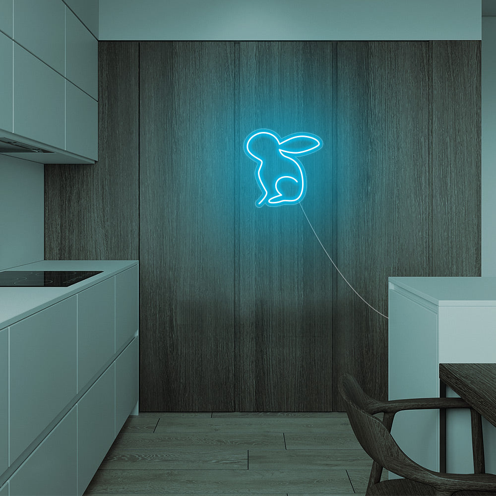Mini Rabbit LED Neon Sign in Ice Blue