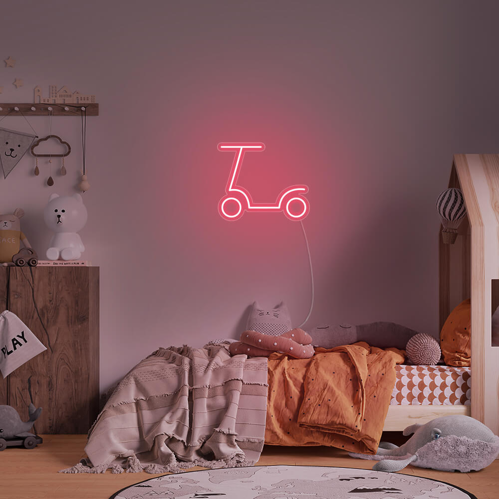 Mini Scooter LED Neon Sign in Light Pink