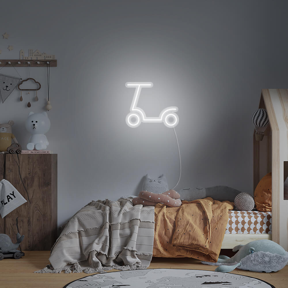 Mini Scooter LED Neon Sign in Cool White