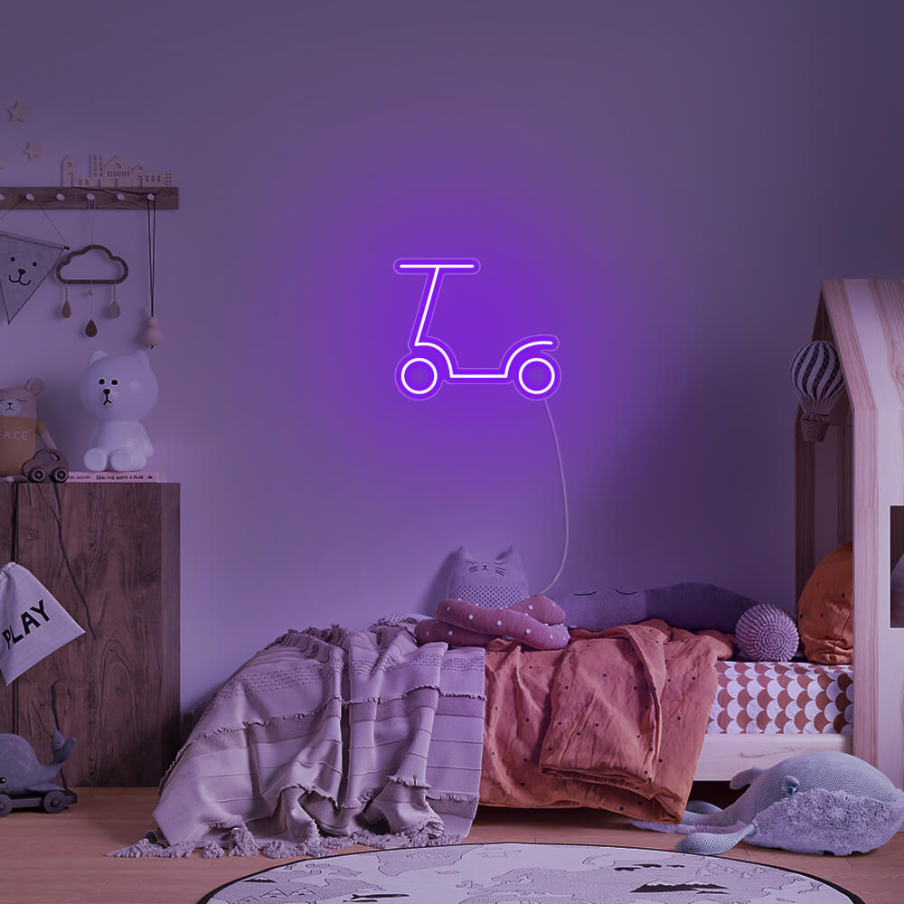 Mini Scooter LED Neon Sign in Purple
