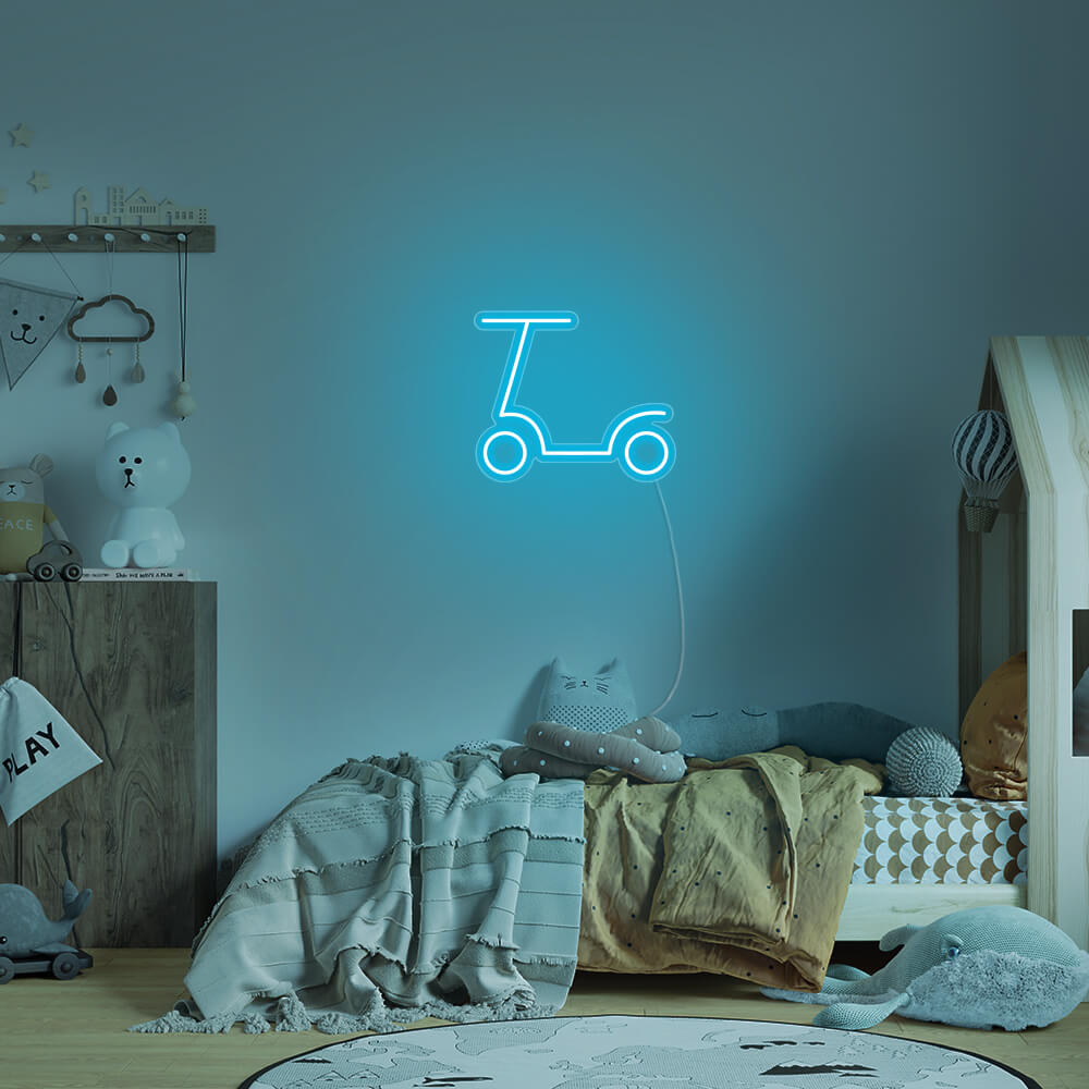 Mini Scooter LED Neon Sign in Ice Blue