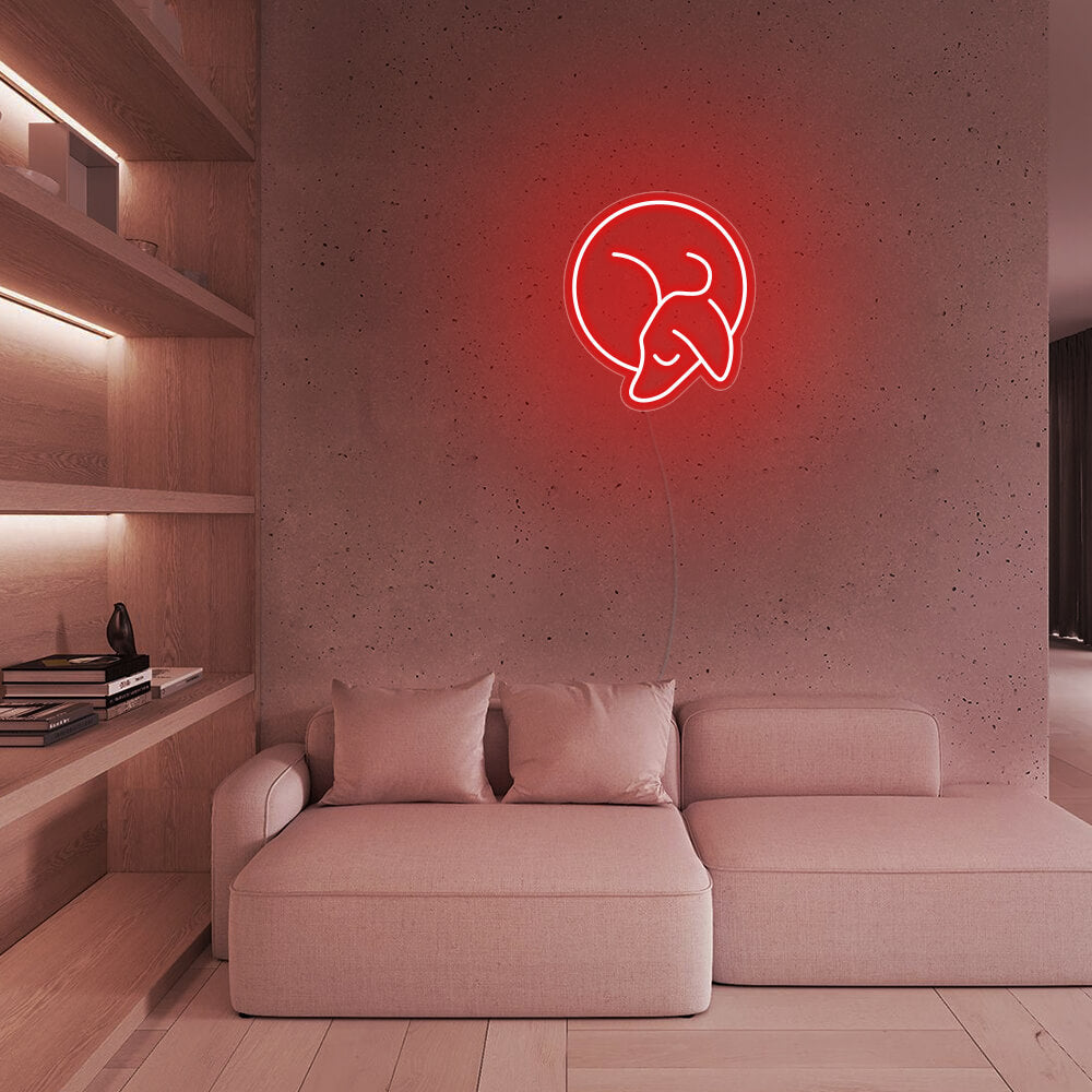Mini Sleeping Dachshund LED Neon Sign in Red