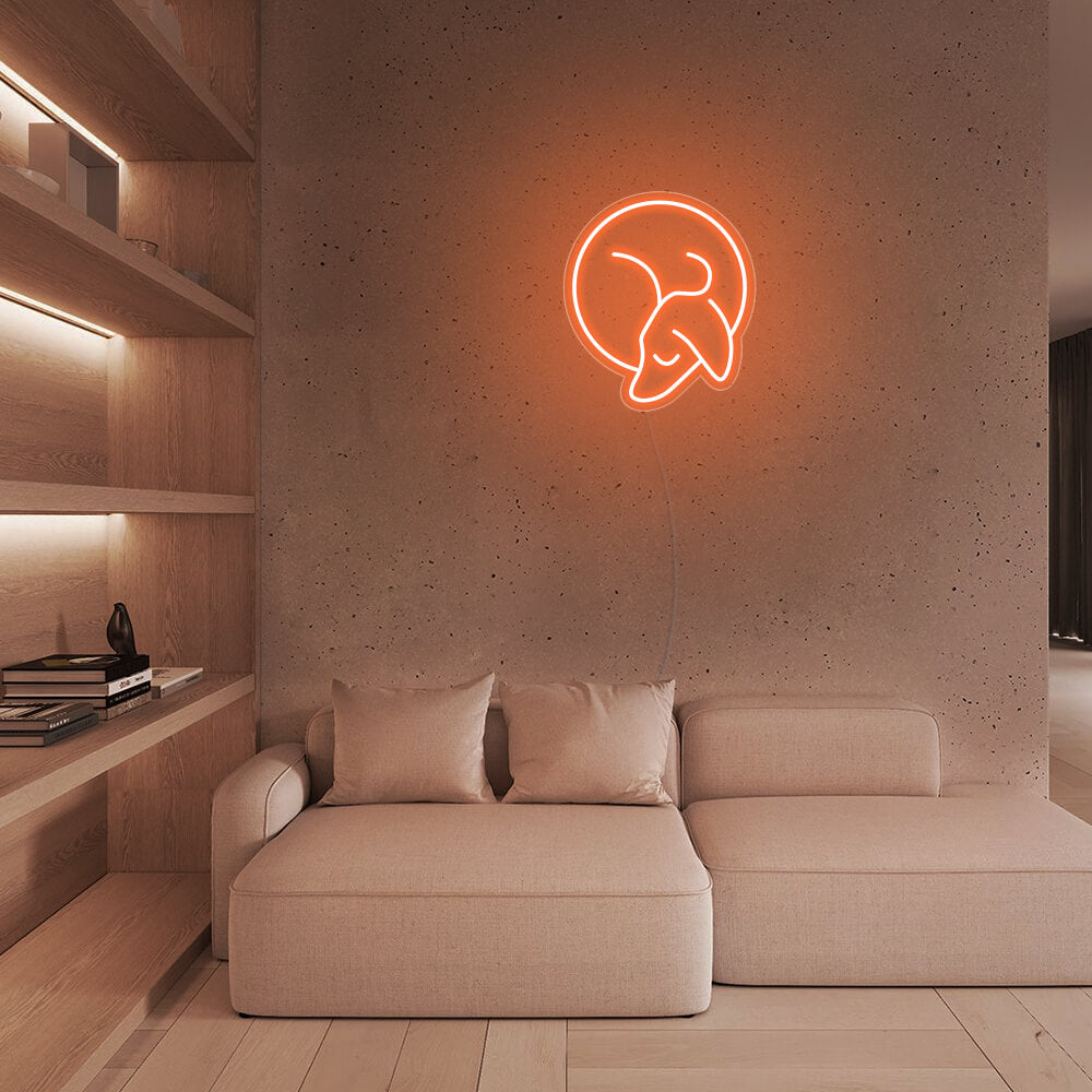 Mini Sleeping Dachshund LED Neon Sign in Orange
