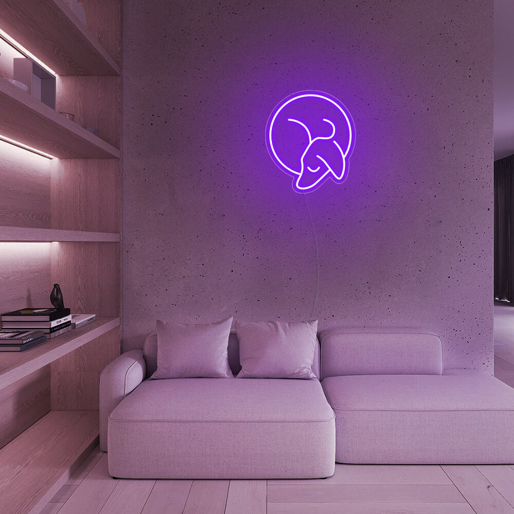 Mini Sleeping Dachshund LED Neon Sign in Purple
