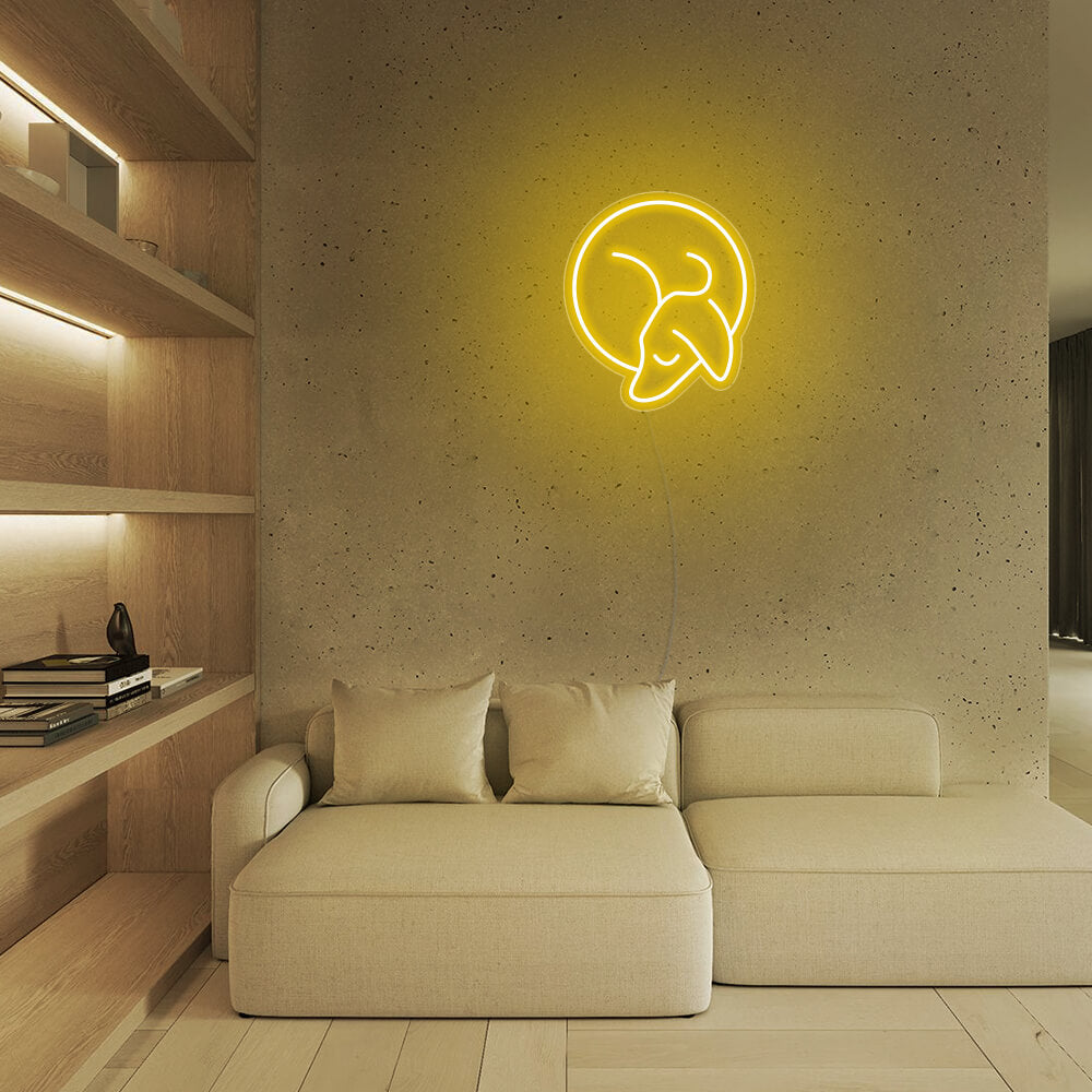 Mini Sleeping Dachshund LED Neon Sign in Yellow