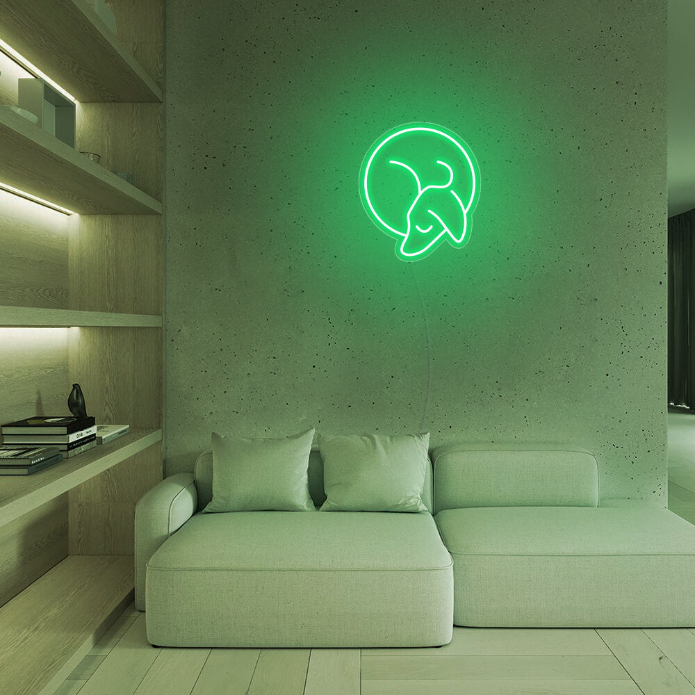 Mini Sleeping Dachshund LED Neon Sign in Green