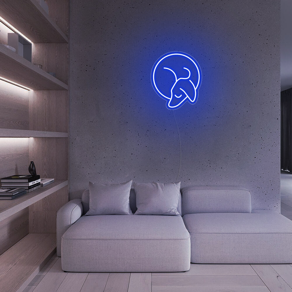 Mini Sleeping Dachshund LED Neon Sign in Blue