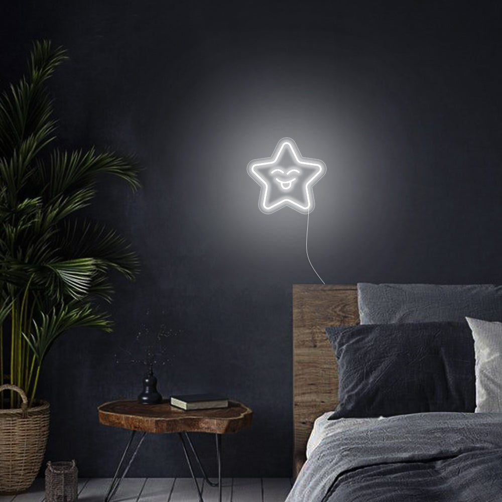 Mini Smiling Star LED Neon Sign in Cool White