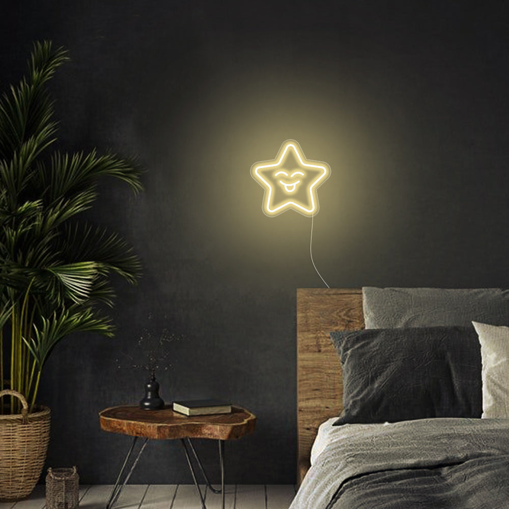 Mini Smiling Star LED Neon Sign in Warm White