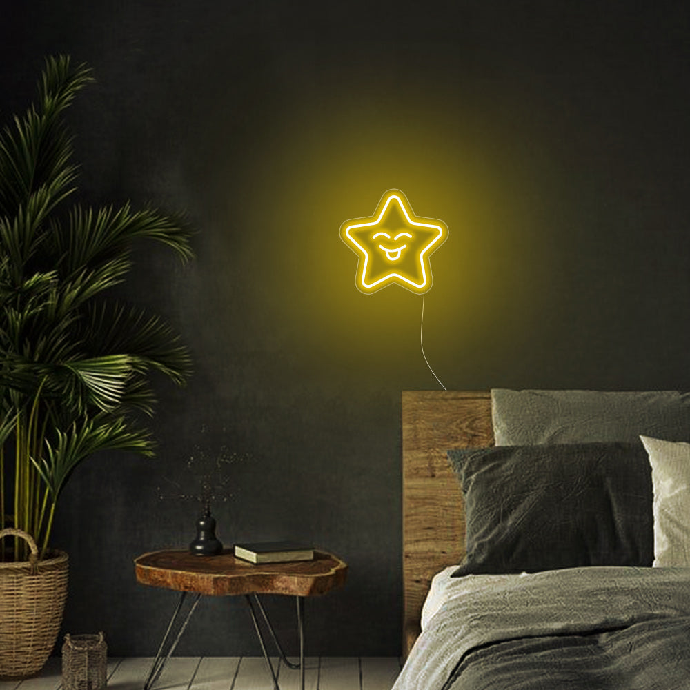 Mini Smiling Star LED Neon Sign in Yellow