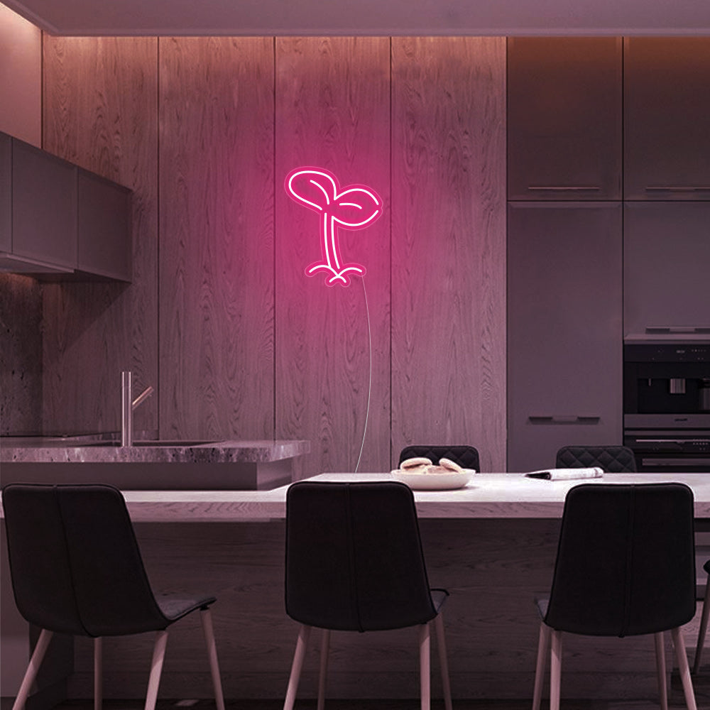 Mini Sprout LED Neon Sign in Hot Pink