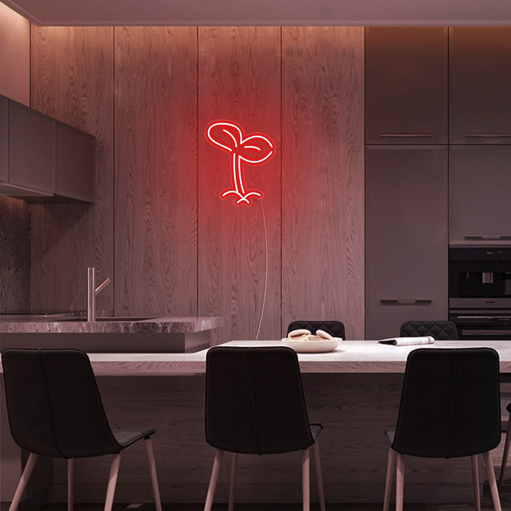 Mini Sprout LED Neon Sign in Red